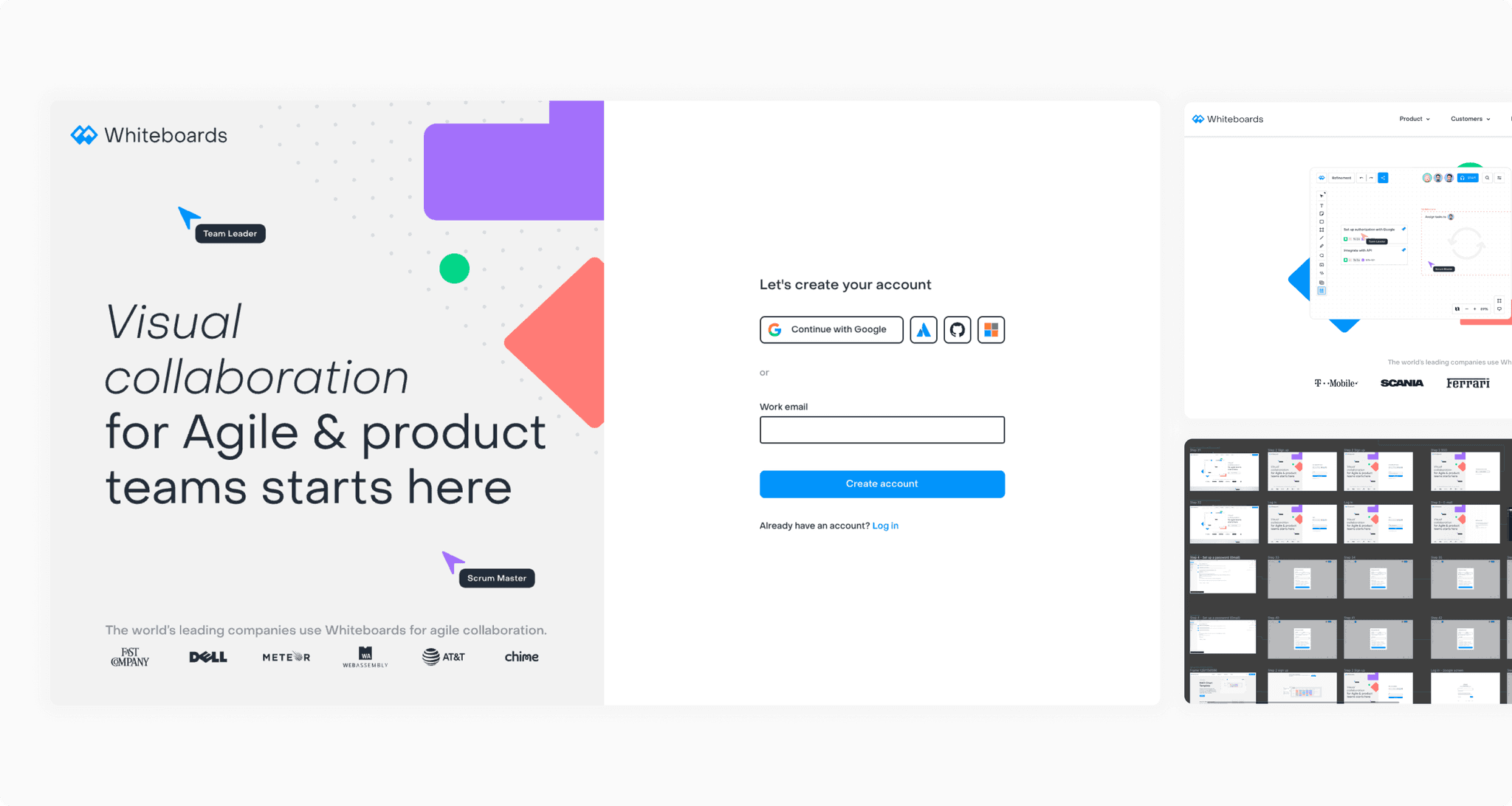 Whiteboards onboarding user interface