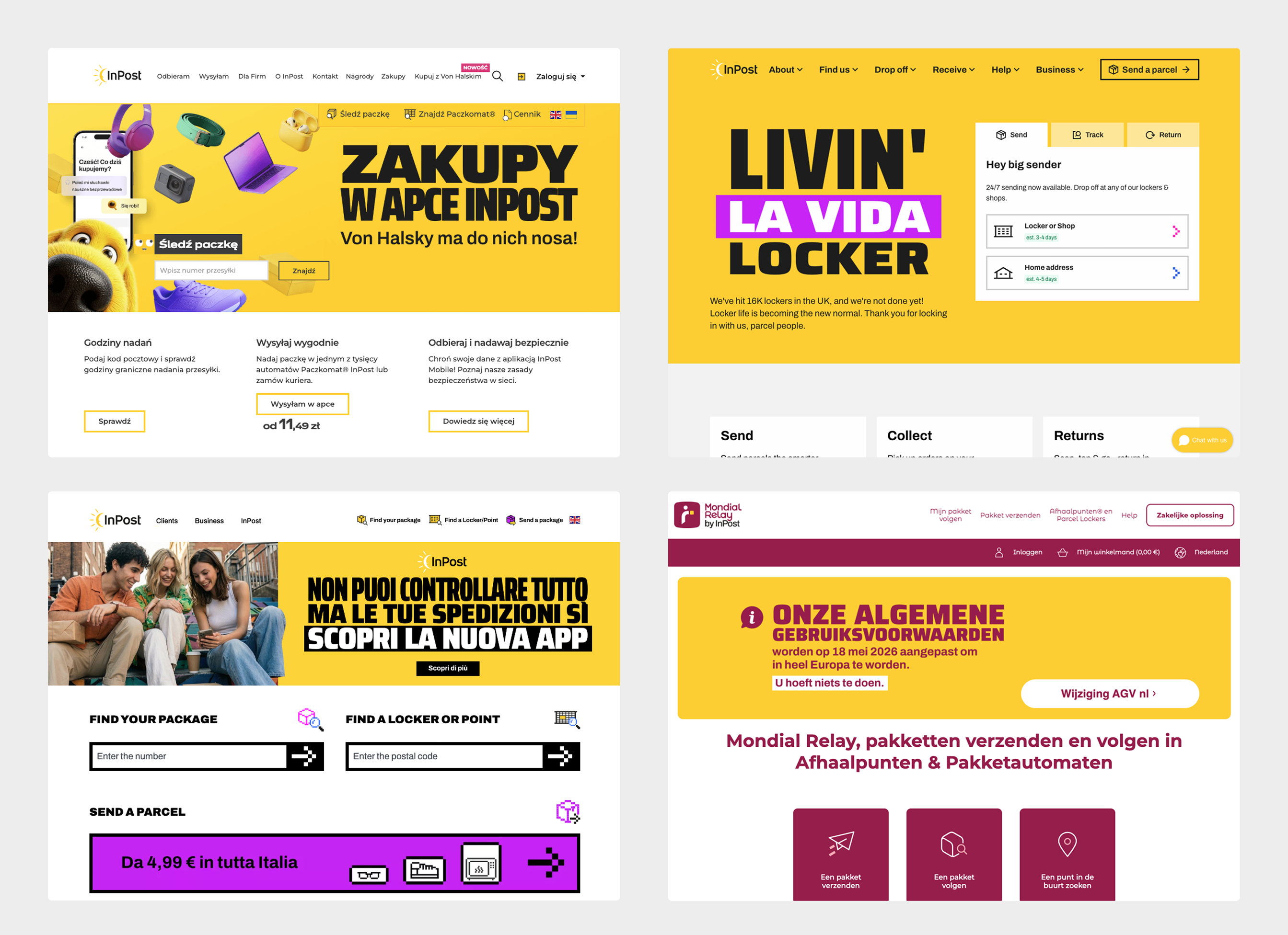 InPost websites across different markets