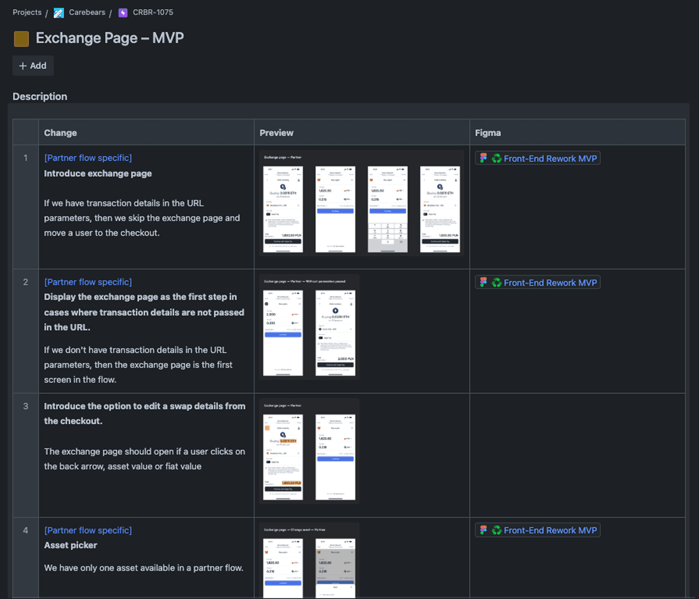 Final exchange page design