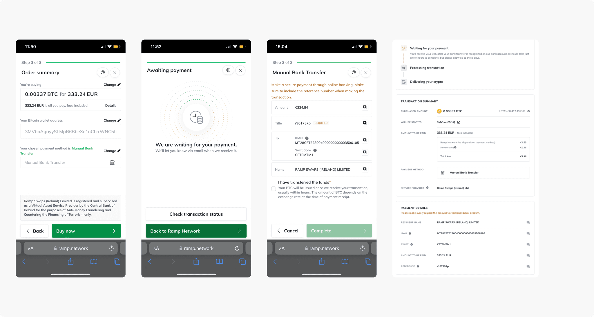 Ramp bank transfer payment method